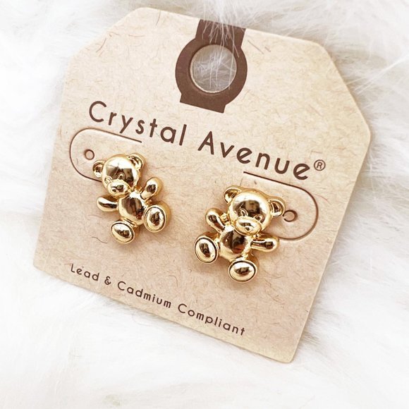 NEW Cuddly Teddy Bear Dainty Cute Kawaii Angelcore Stud Earrings Gold or Silver - Picture 4 of 15